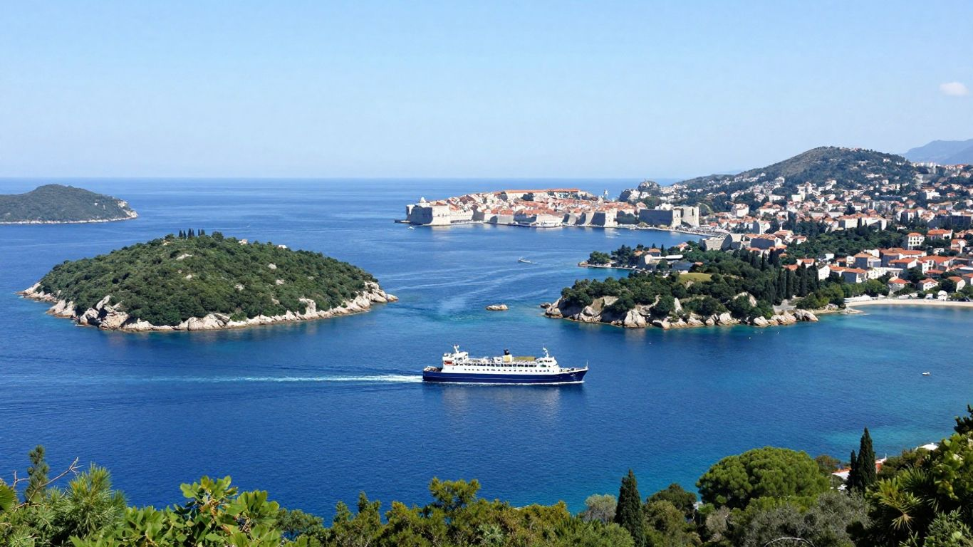 Ferry sailing from Brac Island towards Dubrovnik coast.